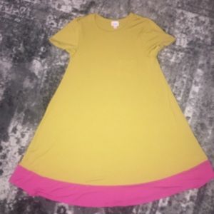 Never worn mustard and pink lularoe dress